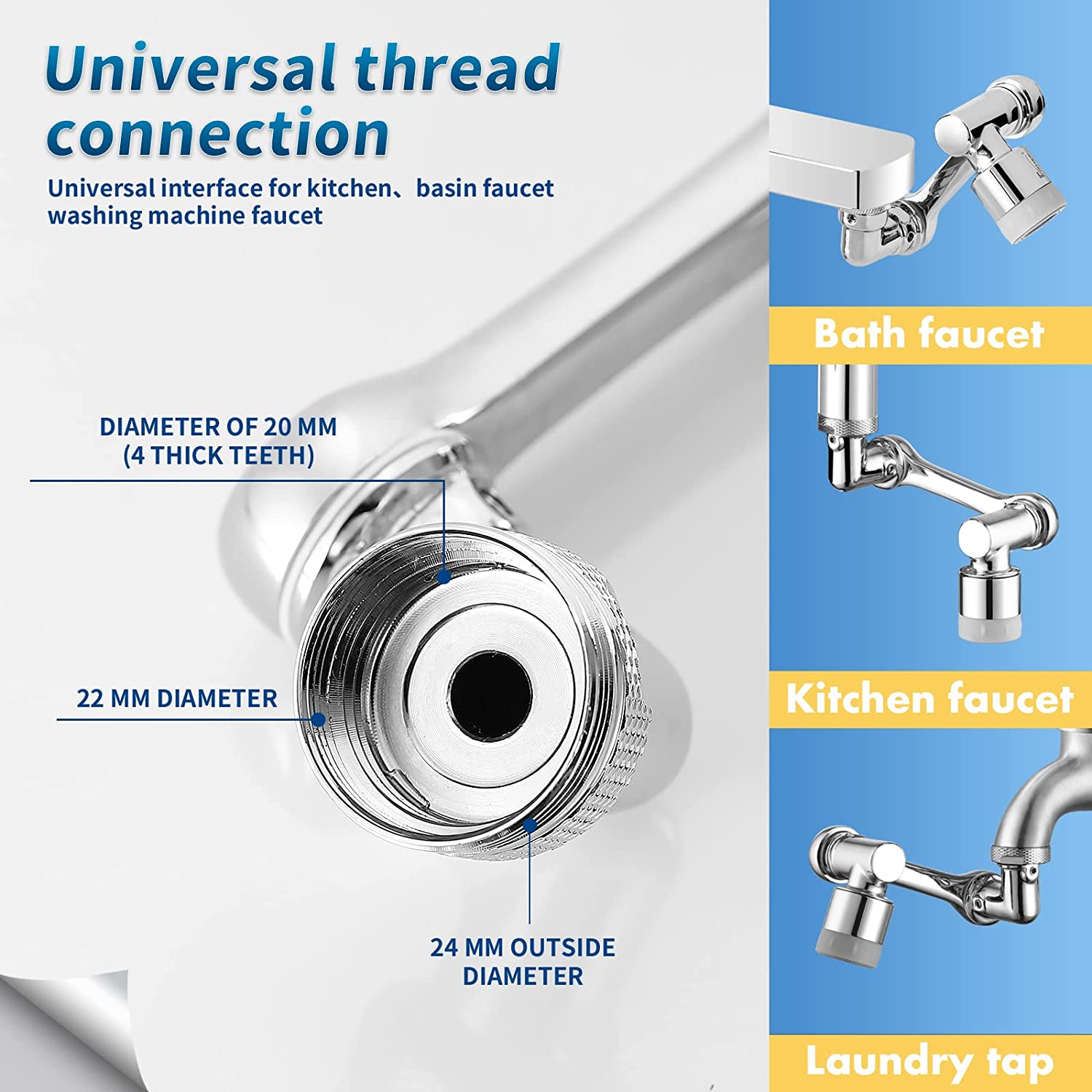 Universal Faucet Aerator - Wide 1080° Motion
