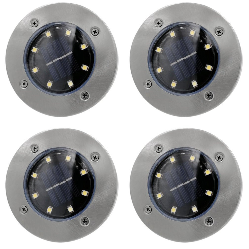Solar Powered LED Disk Light (4-Pack)